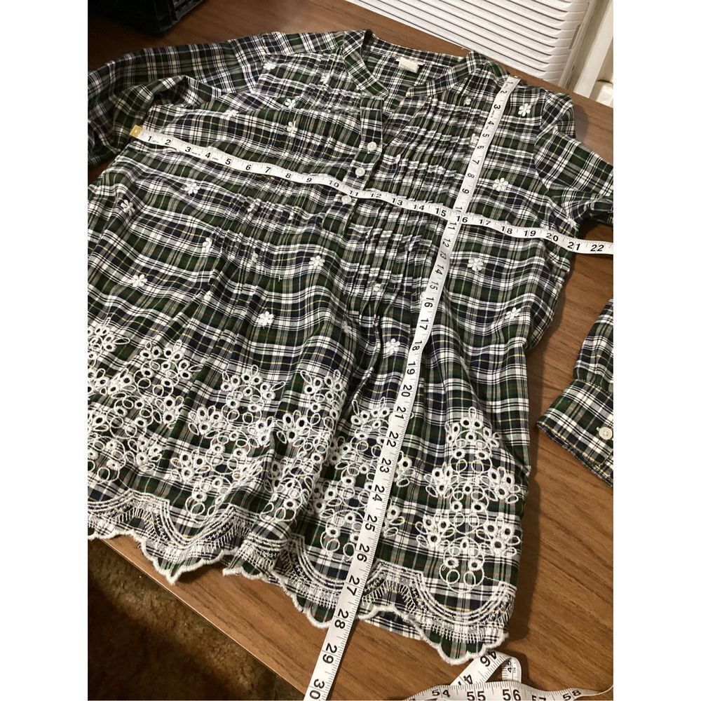 American Sweetheart Plaid & Lace Tunic Top M - Picture 3 of 10